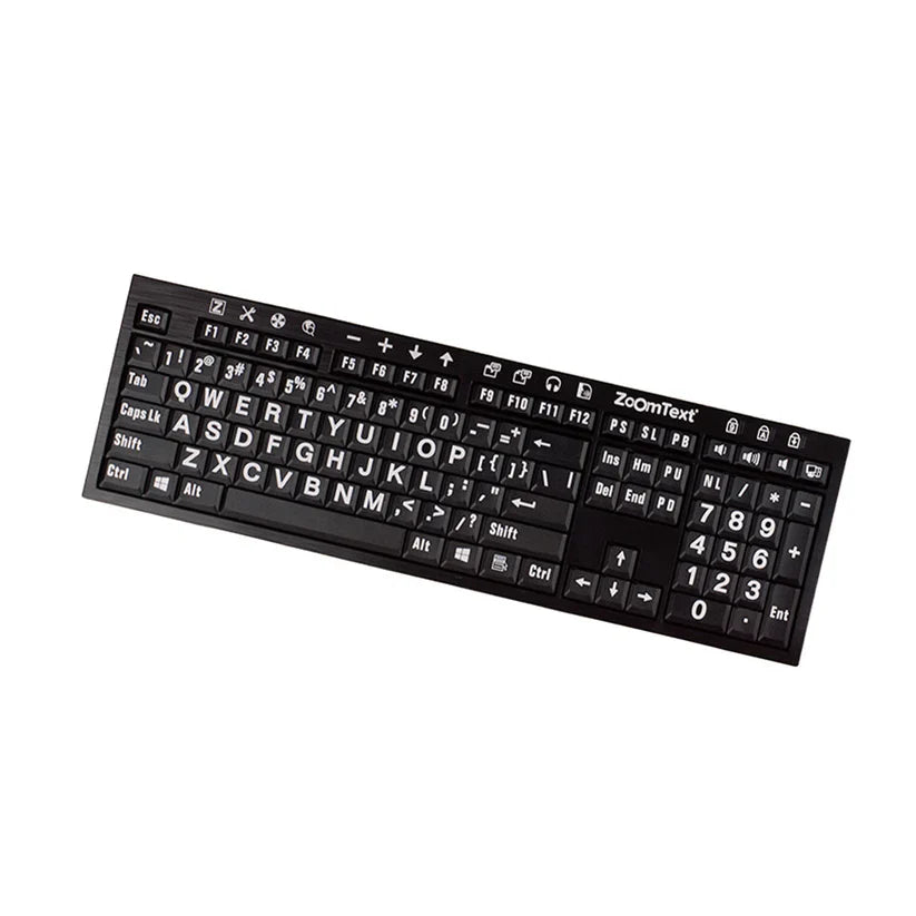 ZoomText Large Print Keyboard in White on Black