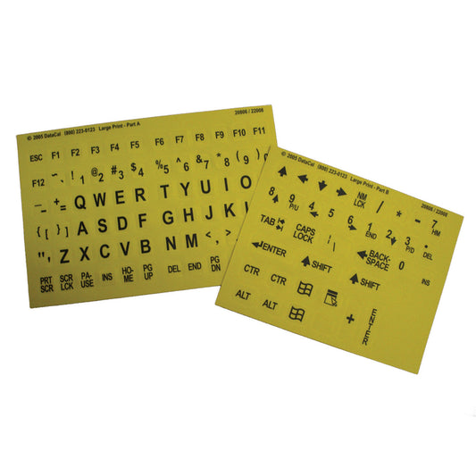 EZKey Labels Computer Keyboard Stick-Ons Black on Yellow