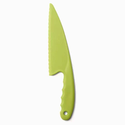 A green Lettuce Knife in a vertical position.