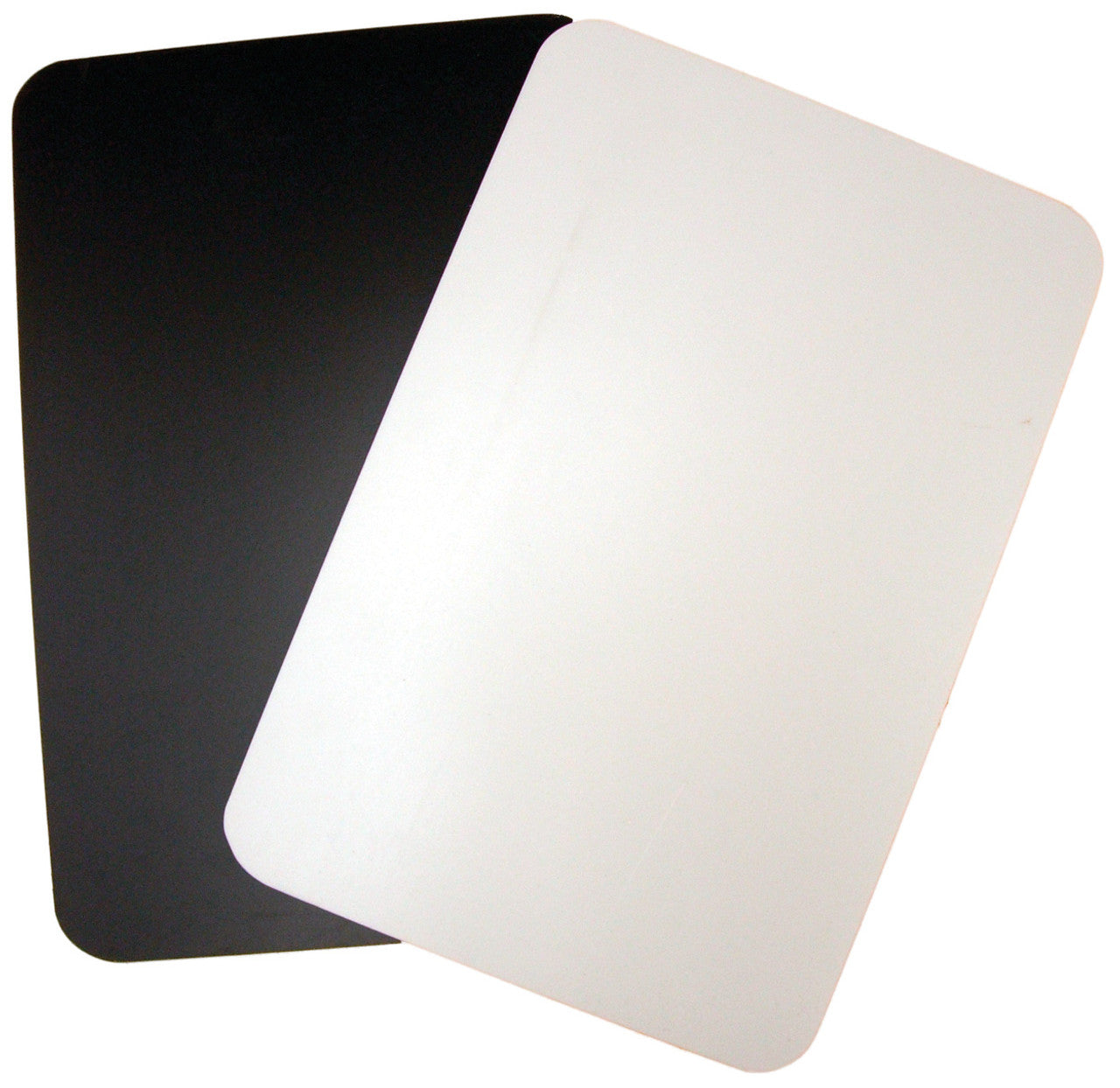 Low Vision Black and White Cutting Board revealing 2 cuttong boards.  One side white and the other side of the cutting board is blac..