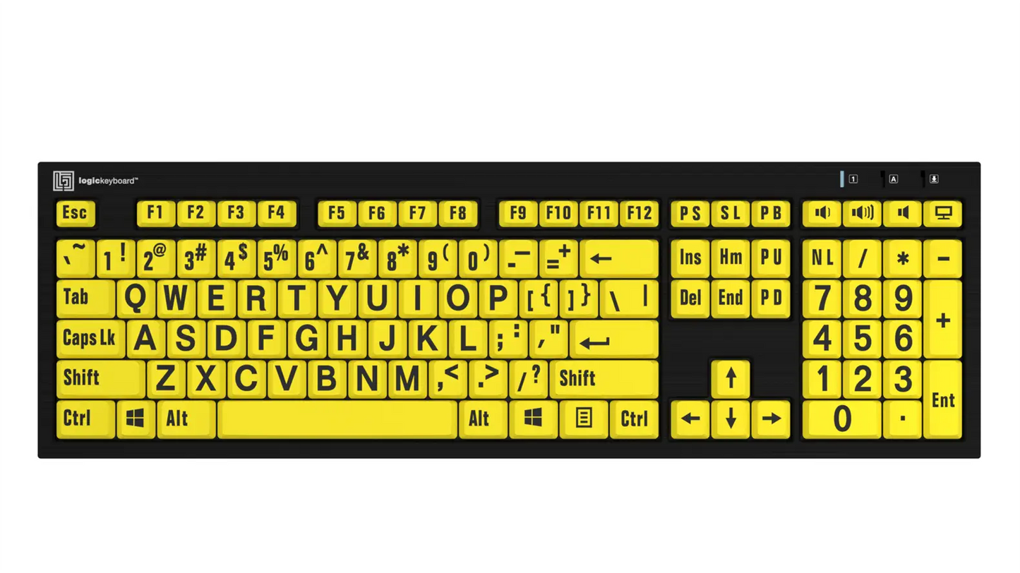 Large Print Keyboard in Black on Yellow