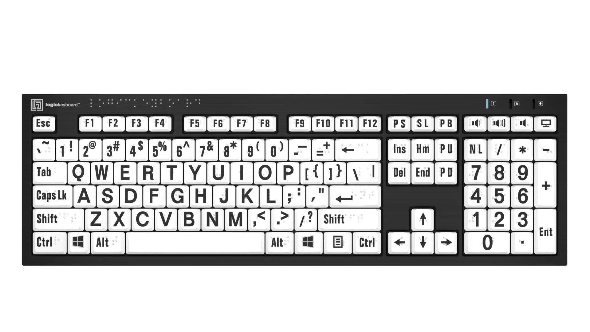 Braille Keyboard in Black on White Large Print with Braille on top of ...