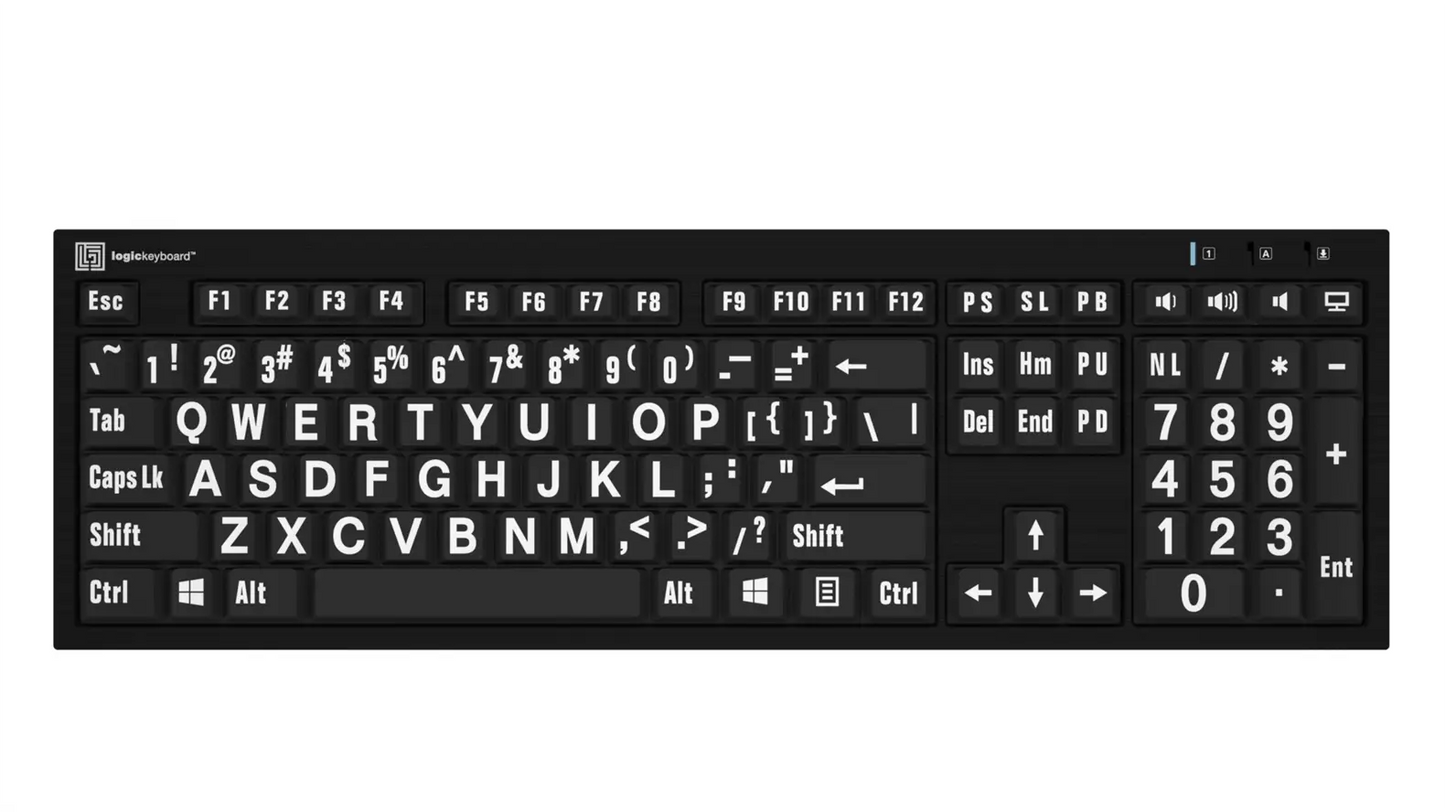 Large Print Keyboard in White on Black